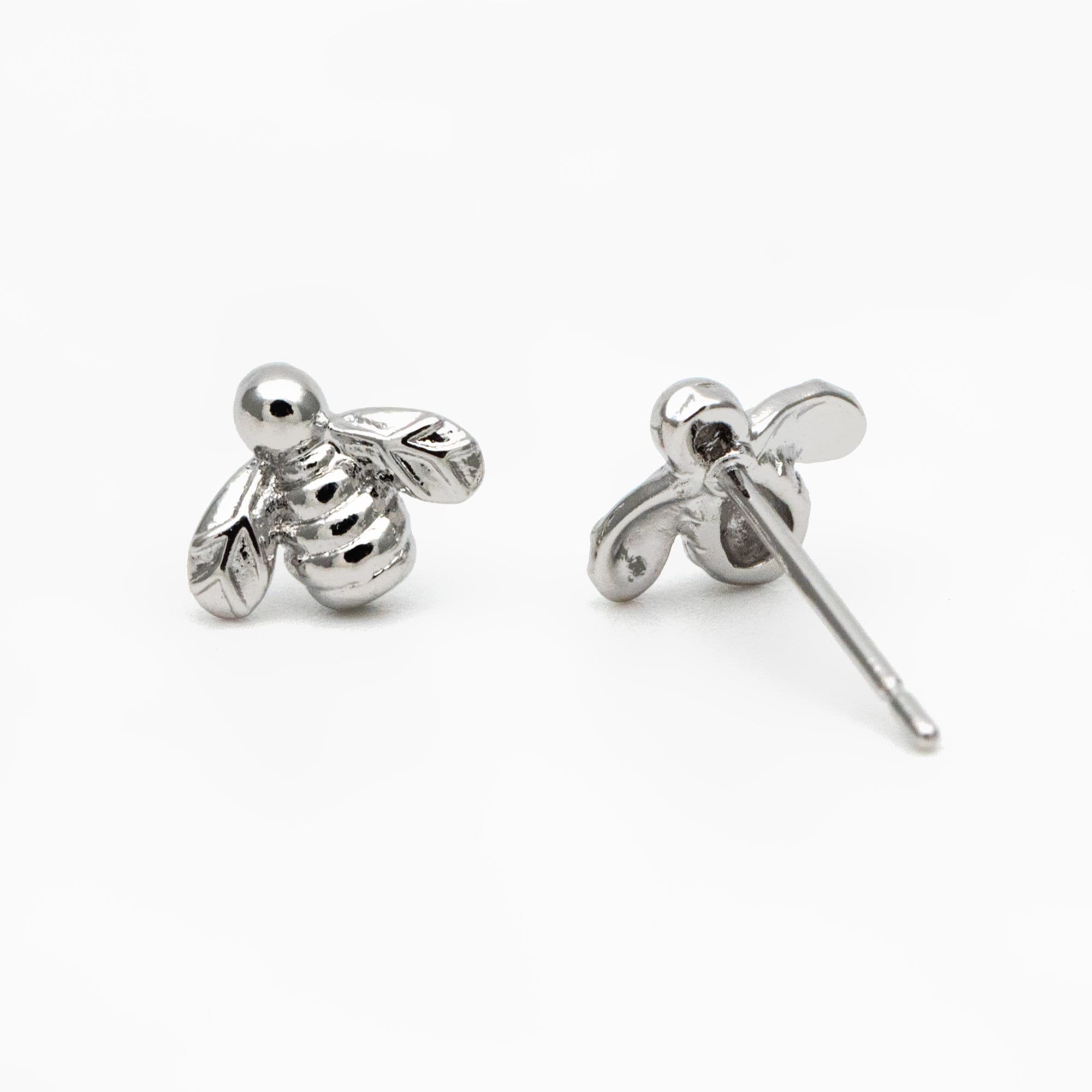 10pcs Gold/ Silver Bee Ear posts 7x8mm, Gold/ Rhodium Plated Brass Minimalist Stud Earrings (GB-3847)